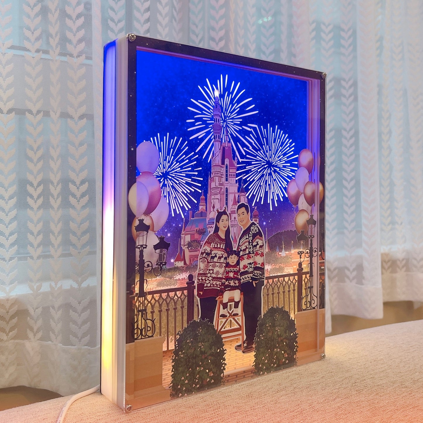 家庭照 立體人像畫設計 城堡星空煙花夜景盒 3D GIFT BOX