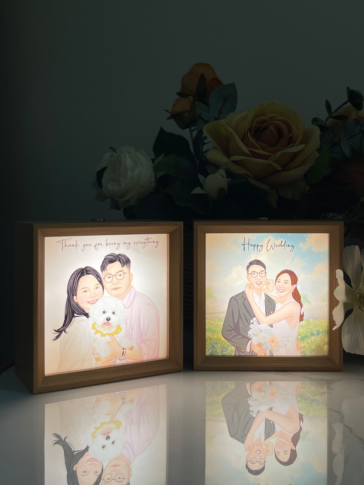 家庭照 人像畫相框小夜燈Message Gift box