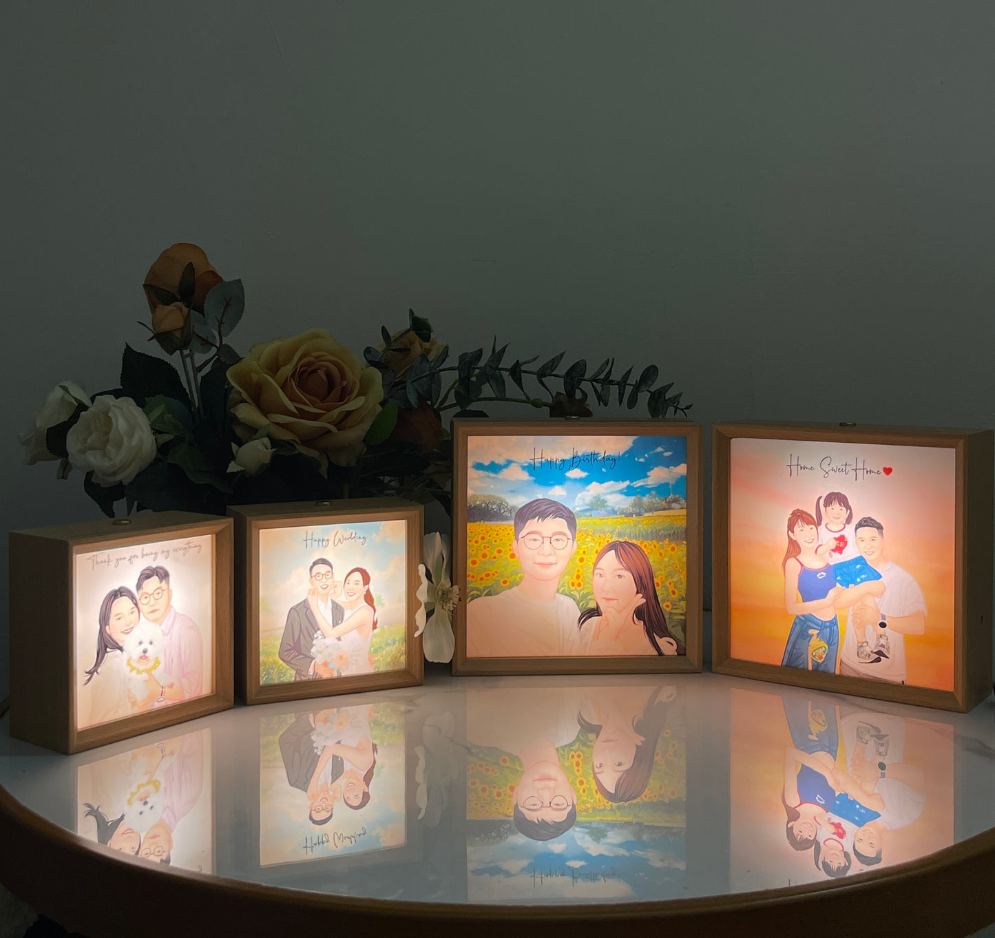 家庭照 人像畫相框小夜燈Message Gift box