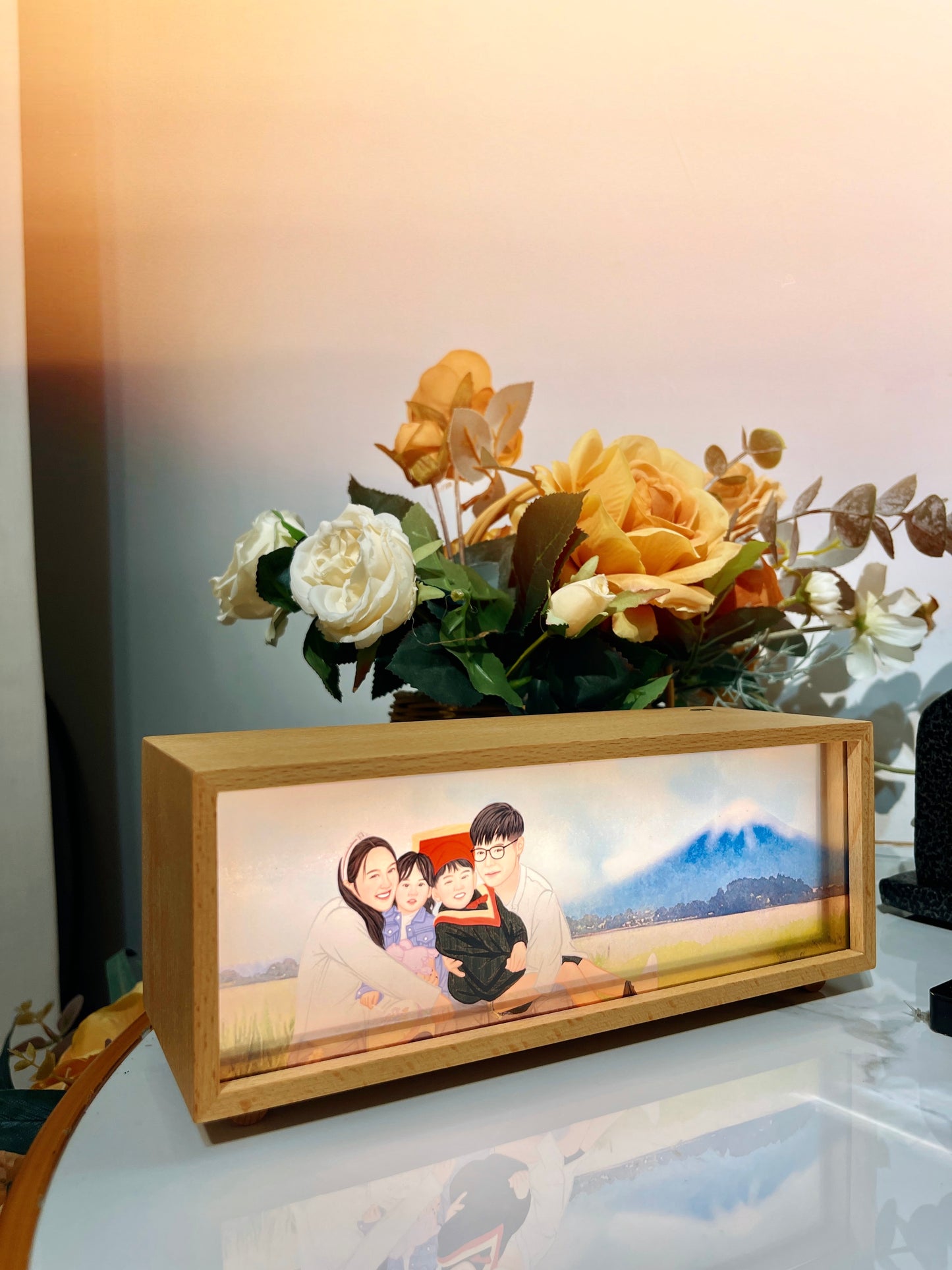 家庭照人像畫藍牙speaker連無線充電小夜燈