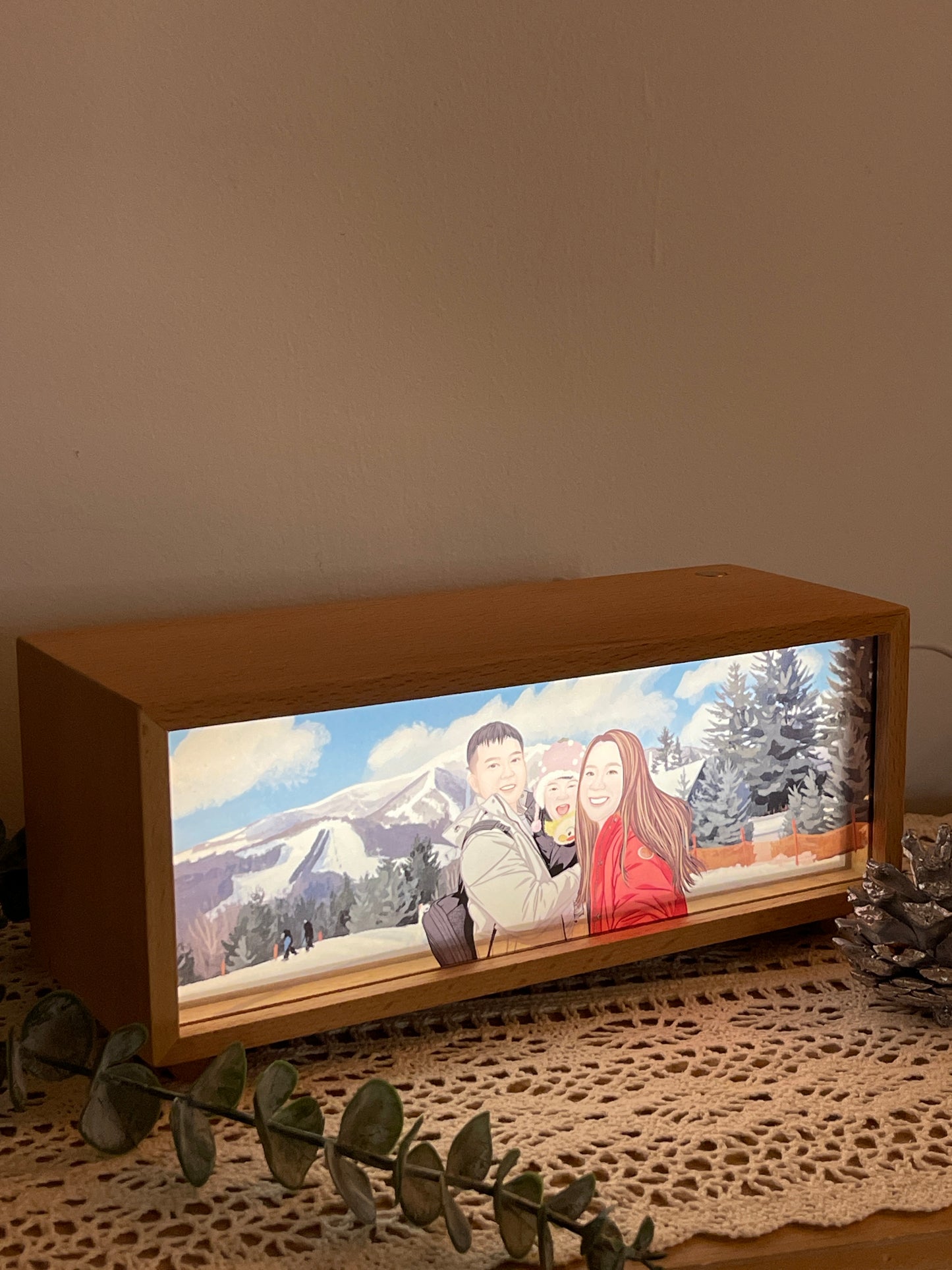 家庭照人像畫藍牙speaker連無線充電小夜燈