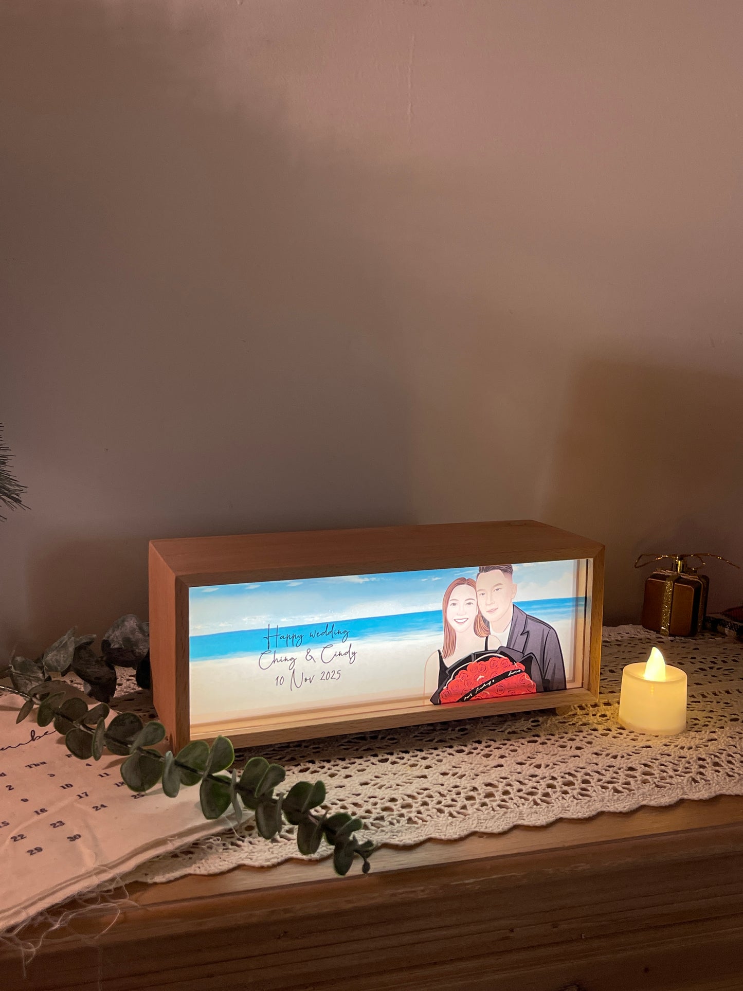 人像畫藍牙speaker連無線充電小夜燈