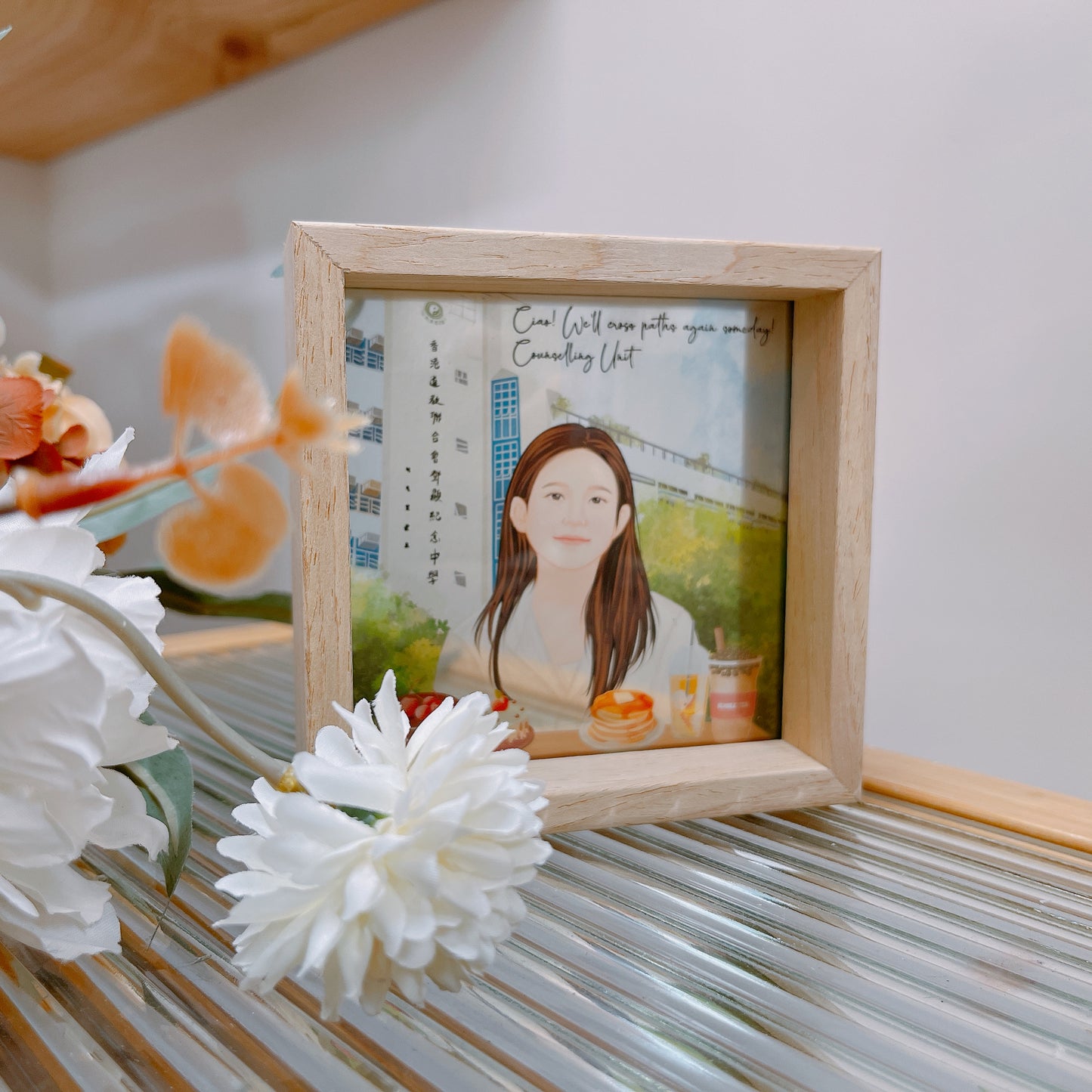 榮休/FAREWELL 寫實風勾畫五官 人像畫透明木框