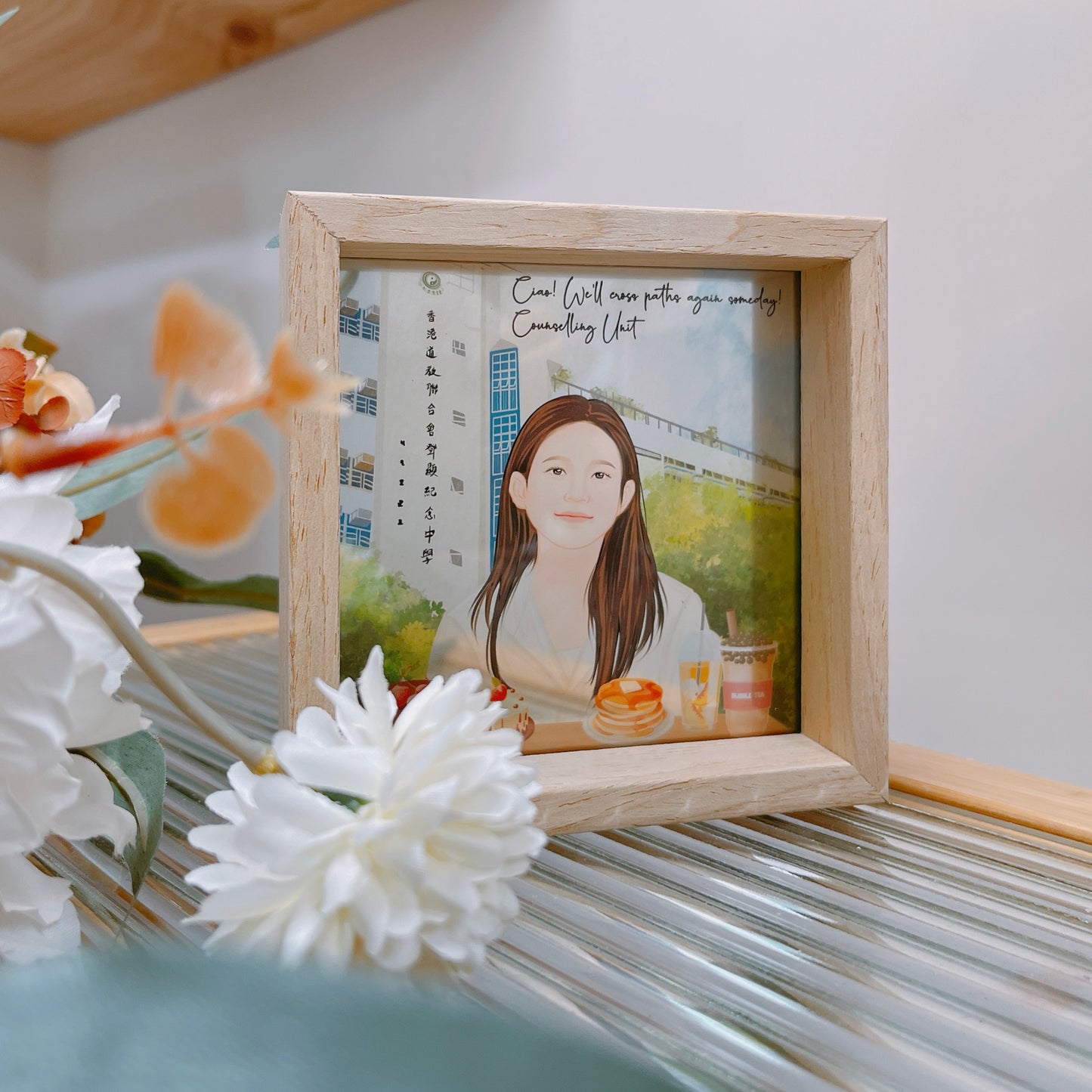 榮休/FAREWELL 寫實風勾畫五官 人像畫透明木框