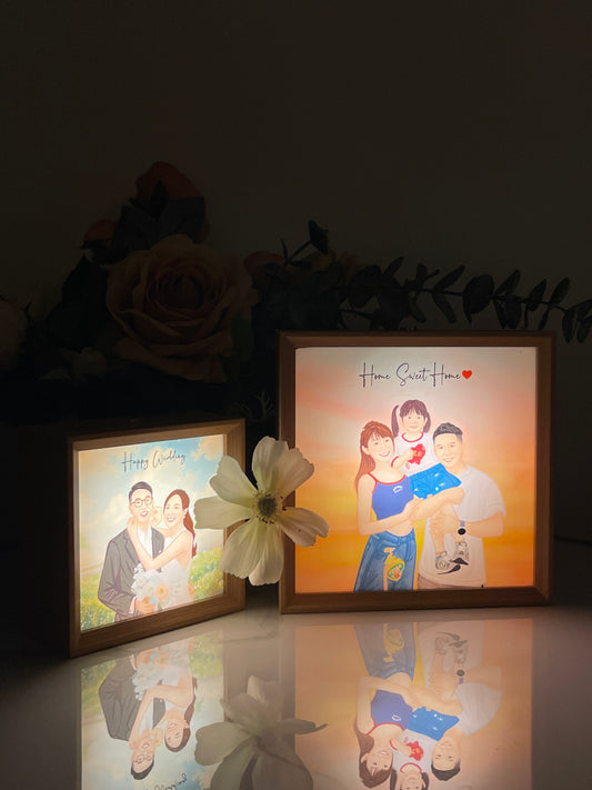 家庭照 人像畫相框小夜燈Message Gift box
