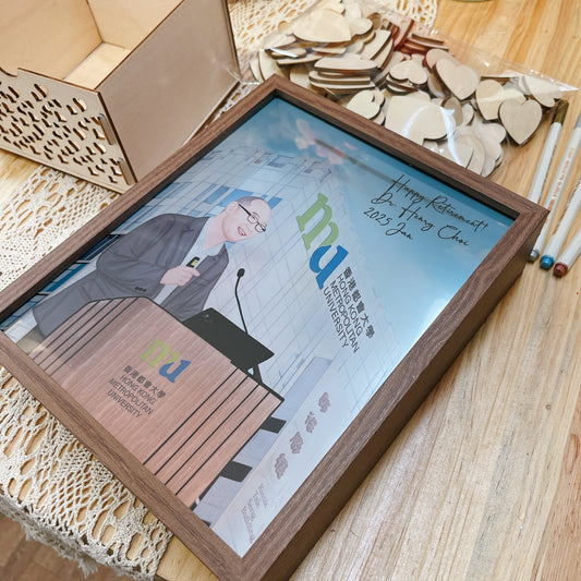 <半透明效果>榮休/FAREWELL禮物客製人像畫回憶盒子/心心盒