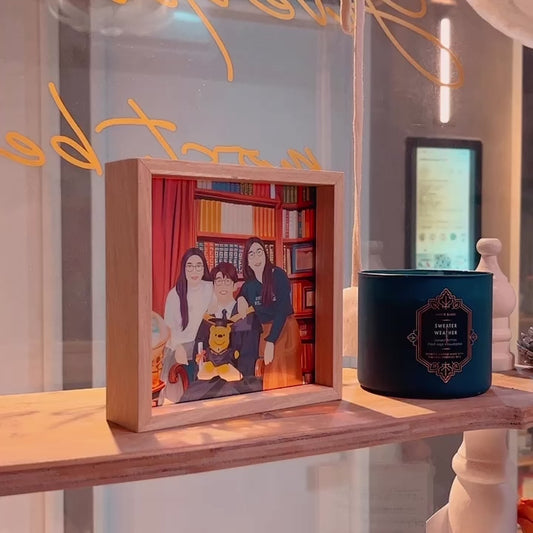 畢業主題 寫實畫風勾畫仔細五官 人像畫透明木框相架