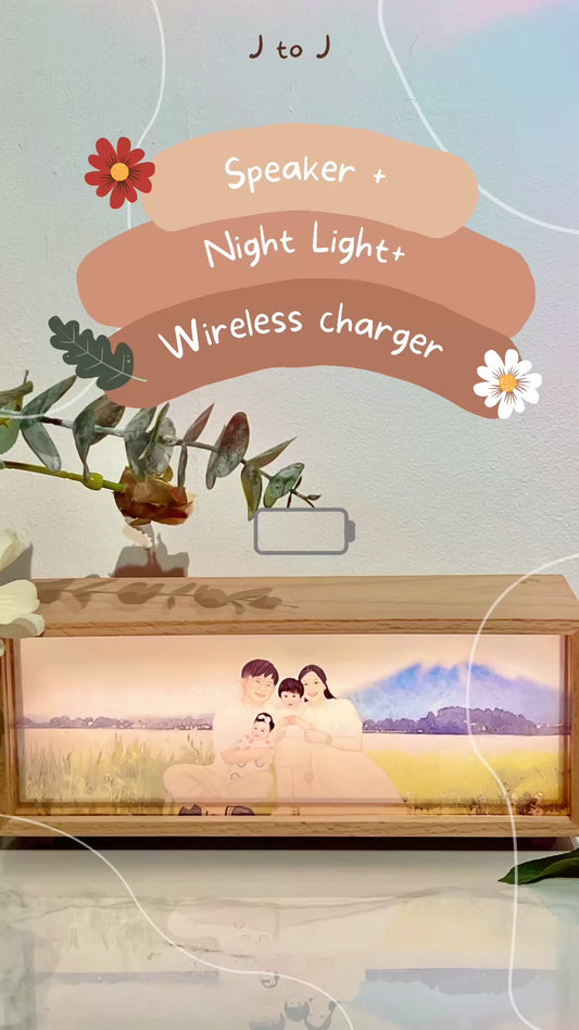 家庭照人像畫藍牙speaker連無線充電小夜燈